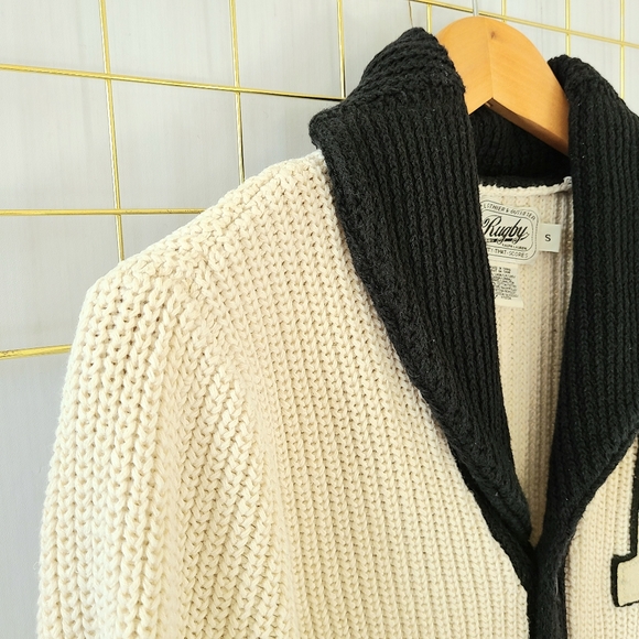 Ralph Lauren Rugby Varsity Letterman Shawl Collar Linen Cotton Cardigan Sweater - Picture 5 of 12
